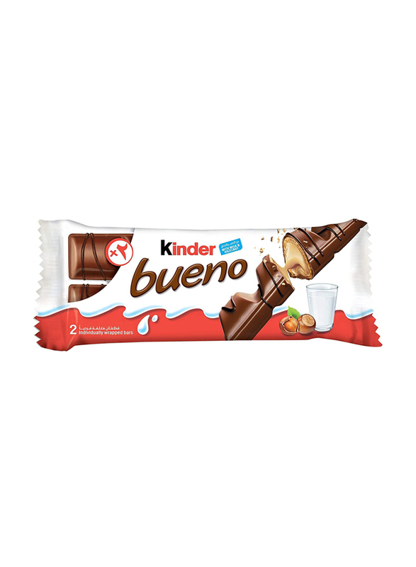 Kinder Bueno Milk Chocolate Coated Bars, 2 Pieces, 43g
