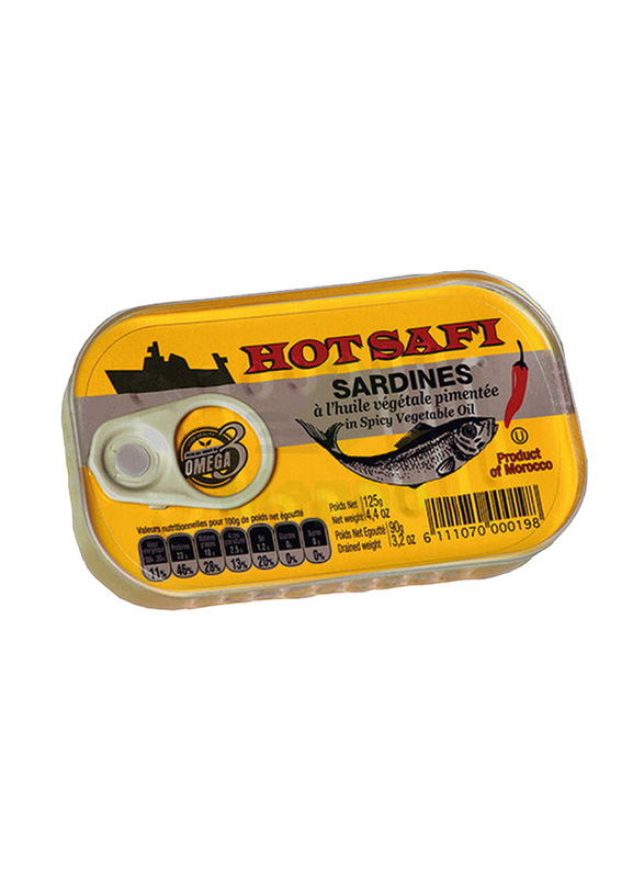 Safi Sardines in Spicy Vegetable Oil Rich in Omega 3, 90g