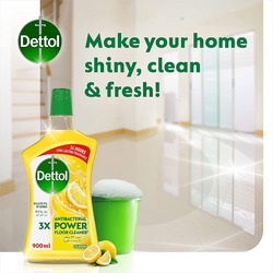Dettol Antibacterial 3x Power Floor Cleaner with Lemon Scent, 900ml