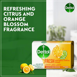 Dettol Fresh Citrus & Orange Blossom Scent Antibacterial Soap Bar, 120g