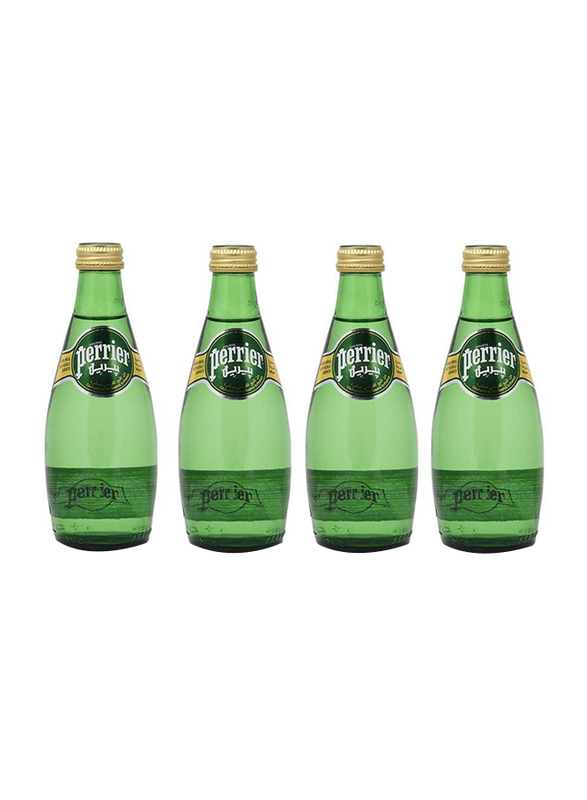 Perrier Sparkling Water Glass Bottles, 4 x 330 ml