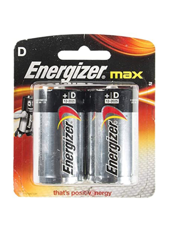 

Energizer Max D2 Batteries, 2 Pieces, 1.5V, Grey