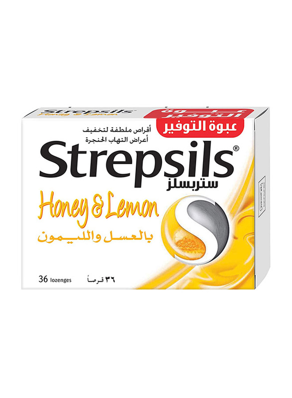 Strepsils Honey & Lemon Dual Antibacterial Lozenges, 36 Lozenges