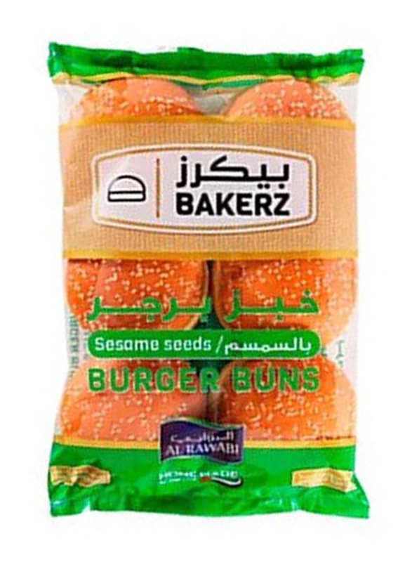 Al Rawabi Bakerz Freshly Baked Sesame Seeds Burger Buns, 6 x 67g