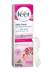 Veet Silky Fresh Lotus Flower Extract Exfoliating & Moisturizing Legs & Body Hair Removal Cream for Normal Skin, 100g