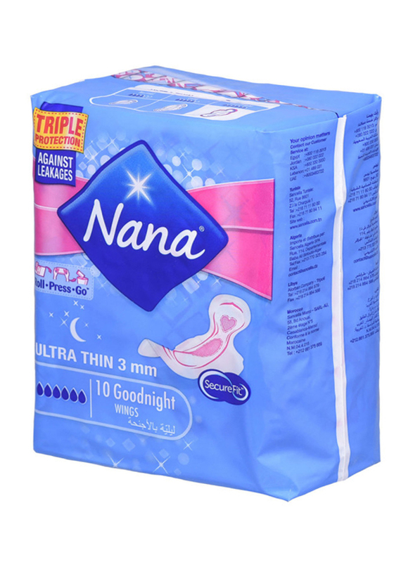 Nana Fresh Protect Good Night Ultra Sanitary Pads with Wings, 10 Pieces