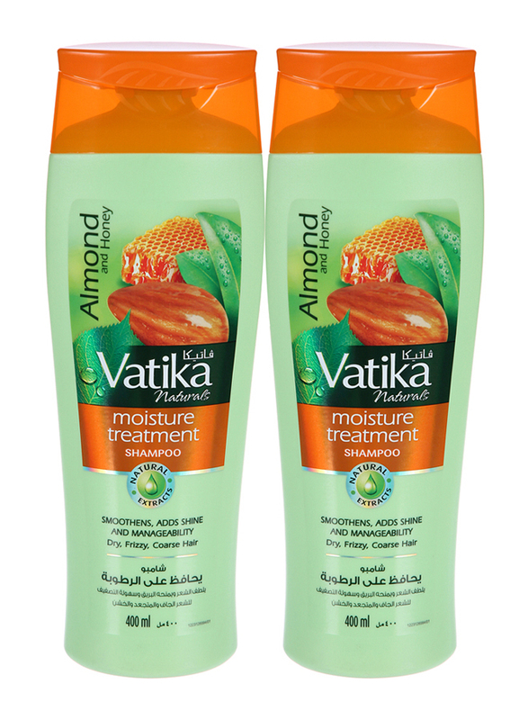 Vatika Moisturizing Shampoo with Honey & Almond Oil for Dry & Frizzy Hair, 2 x 400 ml