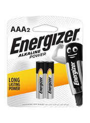 Energizer AAA Alkaline Power Batteries, 2 Pieces, Grey