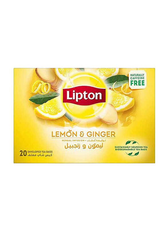 

Lipton Lemon & Ginger Infused Herbal Tea Bags, 20 Pieces