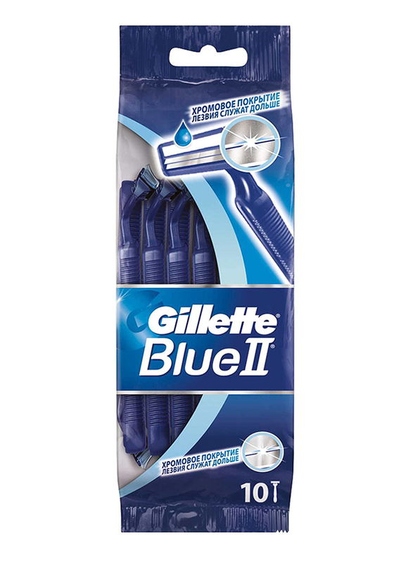 Gillette Blue II Disposable Blade Razor for Men, 10 Pieces