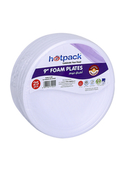Hotpack 9-inch 25-Piece Foam Round Plate Set, RFP9B, White