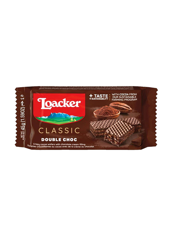 Loacker Double Choc Wafers with Cocoa & Chocolate Cream, 45g