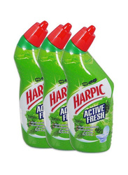 Harpic Active Fresh Toilet Cleaner Liquid with Pine Scent, 3 Pieces x 750ml