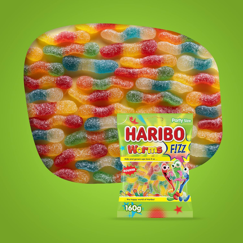 Haribo Worms Sour Gummies Candies, 160g
