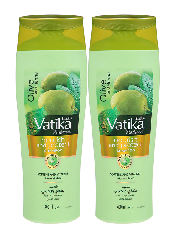 Vatika Naturals Nourishing & Protecting Shampoo with Olive & Henna Extracts, 2 x 400 ml