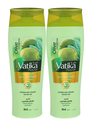 Vatika Naturals Nourishing & Protecting Shampoo with Olive & Henna Extracts, 2 x 400 ml