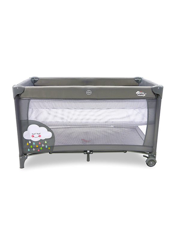 Asalvo Clouds Smooth Travel Cot, Grey