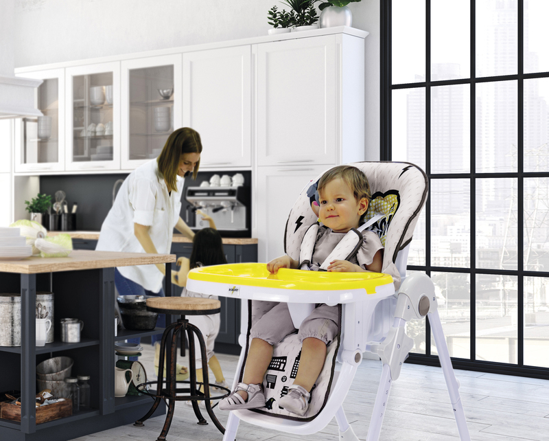 Asalvo Chef Captain High Chair, Grey White