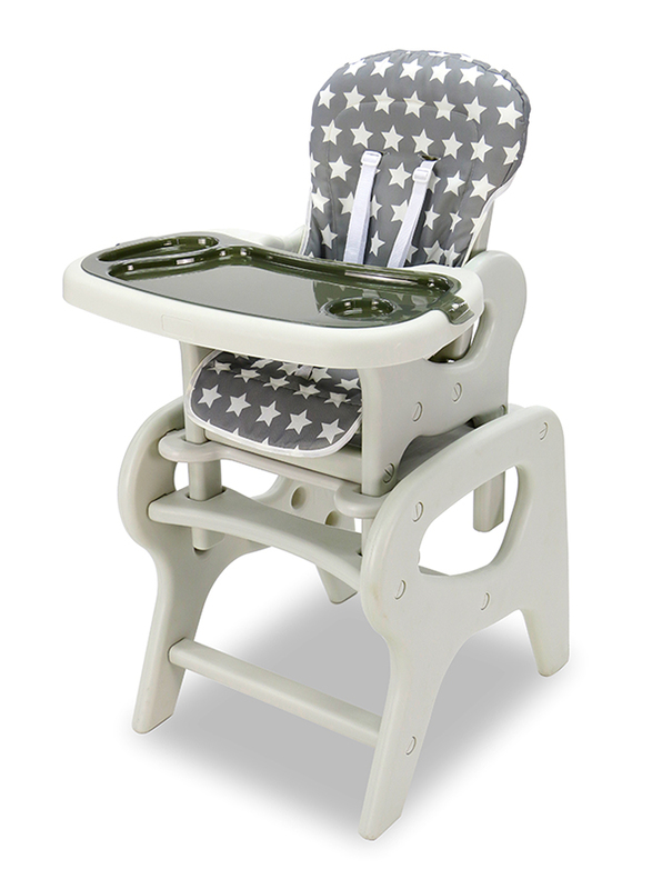 أسالفو كرسي عالي قابل للتحويل 2 في 1 بطبعات نجوم، رمادي