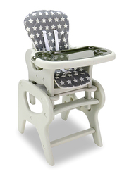 أسالفو كرسي عالي قابل للتحويل 2 في 1 بطبعات نجوم، رمادي