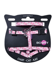 Bobby Confetti Cat Harness & Lead, Pink/Black