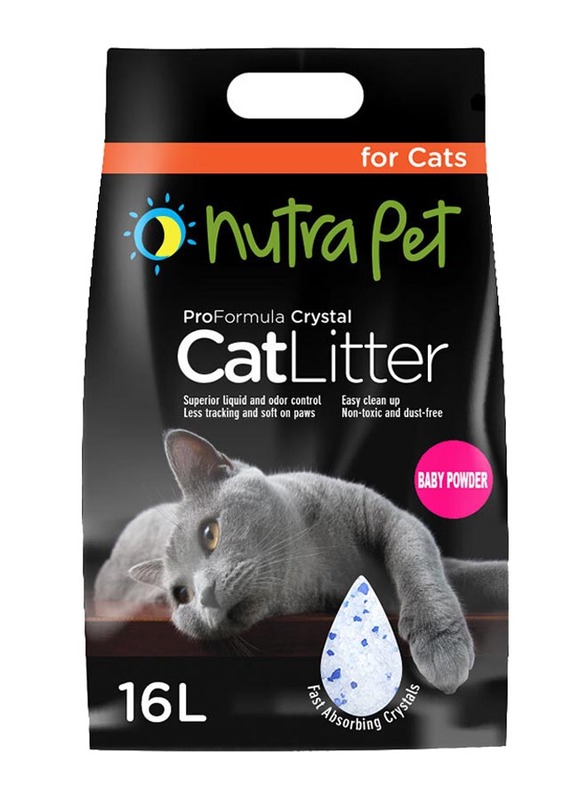 Nutrapet Baby Powder Scent Cat Litter Silica Gel, 16L, Black