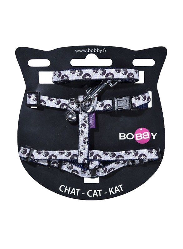 Bobby Confetti Cat Harness & Lead, Mauve/Black