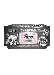 Absolute Absorb Plus Charcoal Floral Pet Wipes, 80 Sheets, Grey