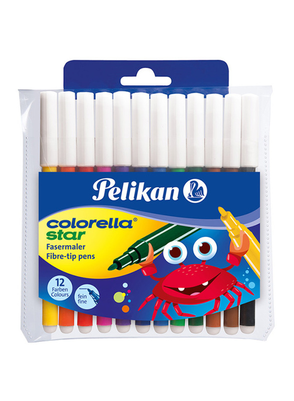 بيليكان قلم رسم كولوريلا ستار برأس من الألياف، 12 قطعة، ألوان متعددة