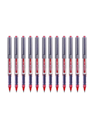 يوني بول مجموعة أقلام حبر سائل آي فاين من 12 قطعة، Ub-157، أحمر