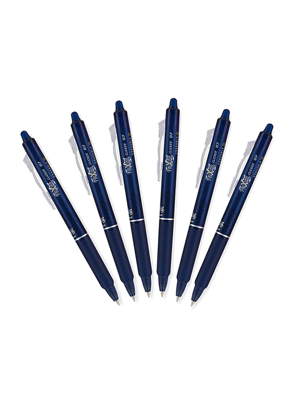 Pilot 6-Piece Frixion Clicker Retractable Erasable Fine Point Gel Pens, Navy Blue