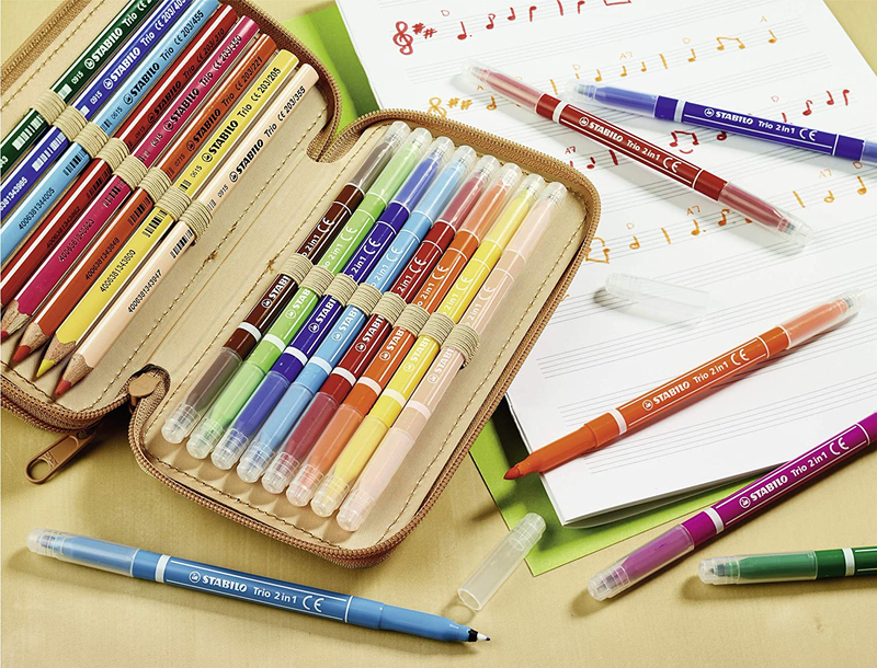 ستابيلو مجموعة أقلام رسم تريو 2 في 1، 10 قطع، ألوان متنوعة