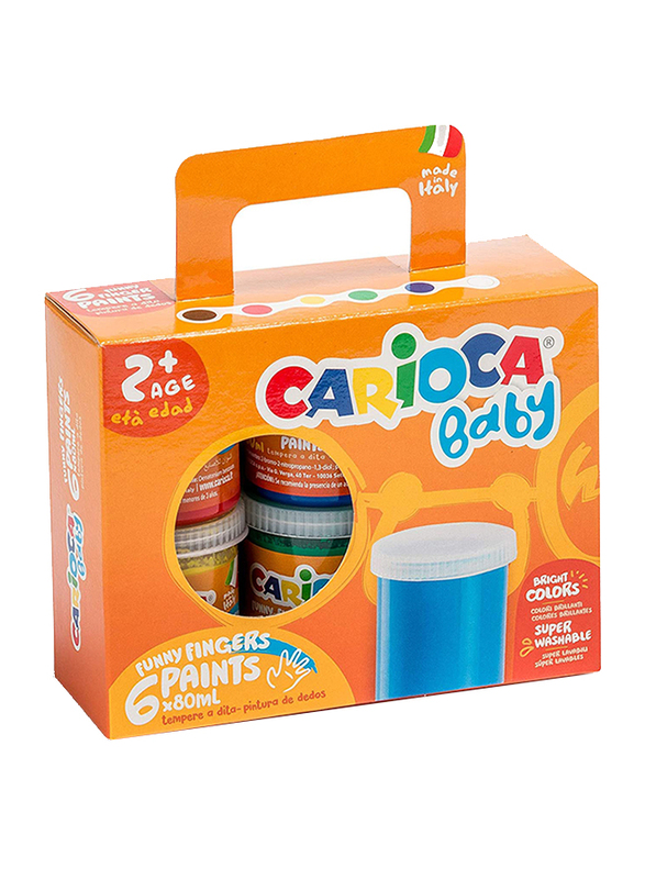 Carioca Funny Finger Paints Set, 6 Pieces, 80ml, Multicolor