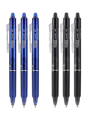 بايلوت مجموعة أقلام جل قابلة للمسح فريكسيون كليكر من 12 قطعة، نقطة رفيعة، 0.7 ملم، أسود/ أزرق