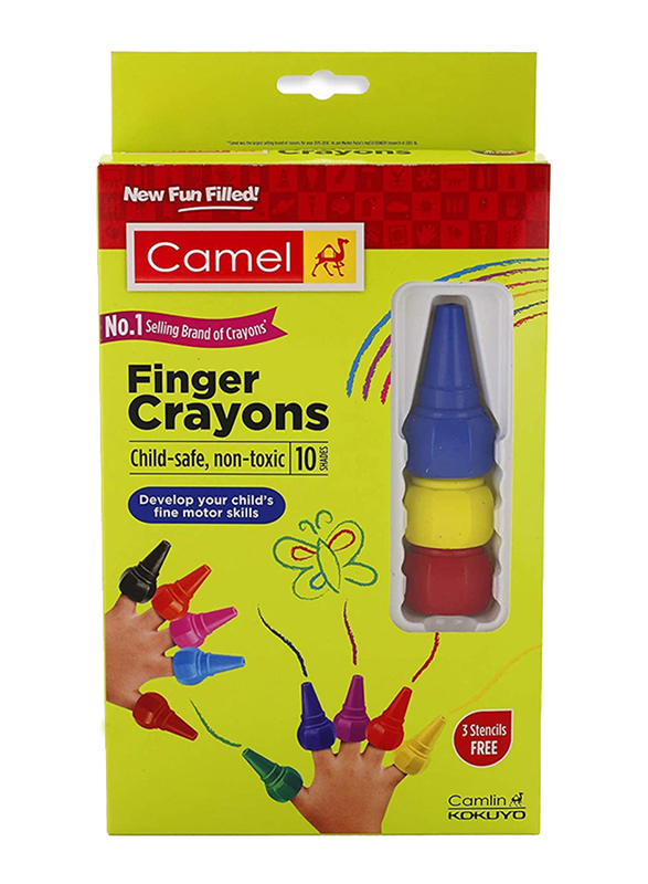 Camel Finger Crayons, 10 Shades, Multicolour
