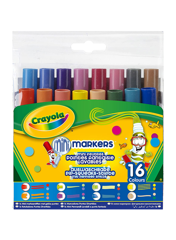 كرايولا أقلام تلوين صغيرة مكونة من 16 قطعة قابلة للغسل، CY58-8709، عدة ألوان