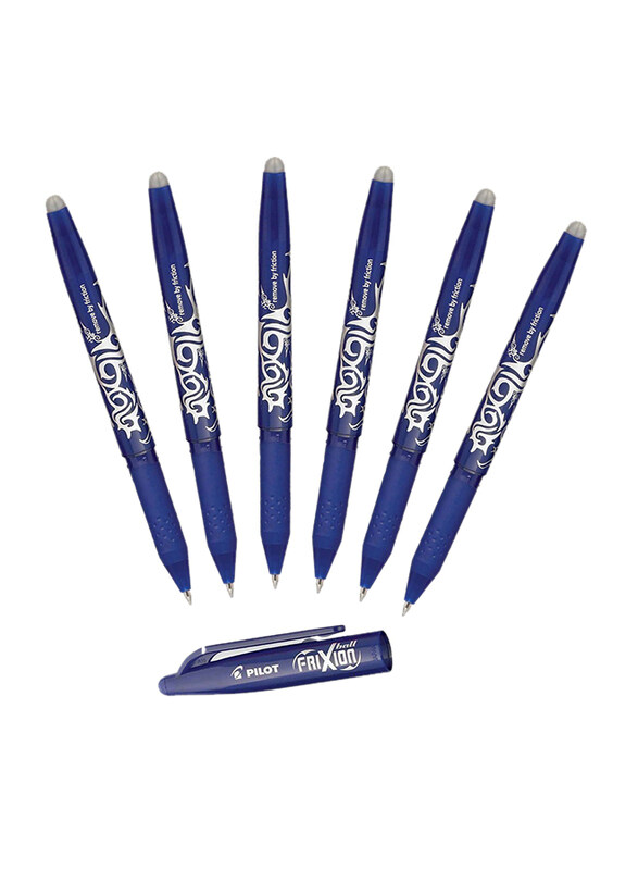 Pilot 6-Piece Frixion Ball Erasable Fine Point Gel Pens, 0.7mm, Blue