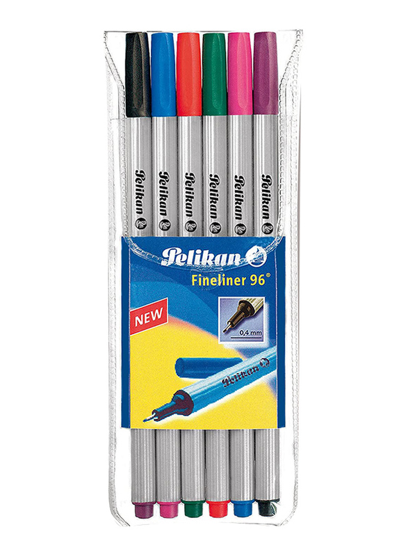 بليكان مجموعة أقلام فاين لاينر 96، 6 قطع، ألوان متعددة