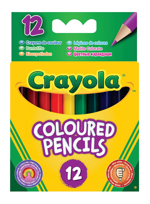 Crayola Half Length Coloured Pencils Set, CY034112, 12 Piece, Multicolor