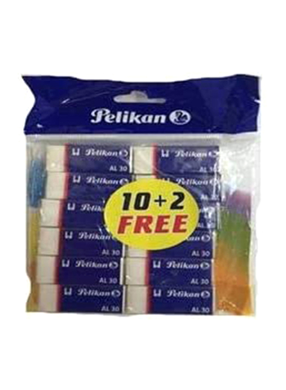 Pelikan 12-Piece Erasers Set, AL30, White