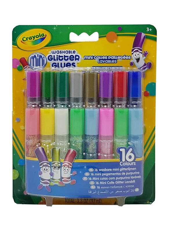 

Crayola Washable Glitter Glues, 16 Pieces, CY694200, Multicolor