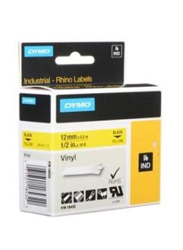 

Dymo Vinyl Tape, 12mm x 5.5m, 18432, Black/Yellow
