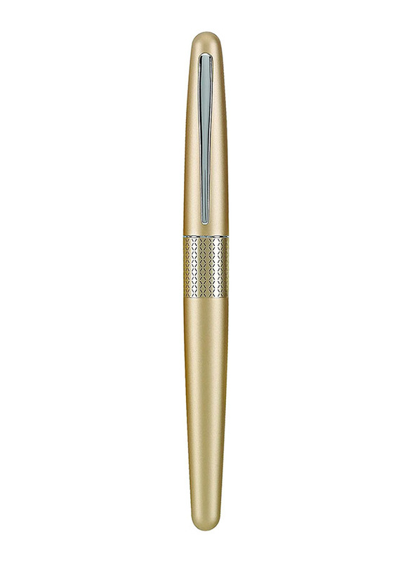 بايلوت مجموعة متروبوليتان قلم ذو رأس كروي بتصميم متعرج، نقطة متوسطة، برميل ذهبي، 1.0 مم، أسود