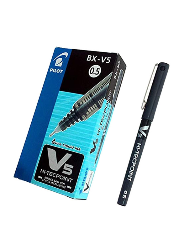 بايلوت مجموعة قلم حبر جاف BX-V5 Hi-Tecpoint من 12 قطعة، 0.5 مم، TCOS-ST011-5، |أسود