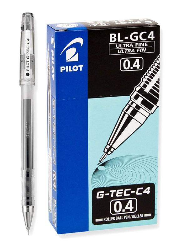 بايلوت مجموعة أقلام حبر سائل جل إنك ألترا فاين بوينت من 12 قطعة، 0.4 مم، G-Tec C4، أسود