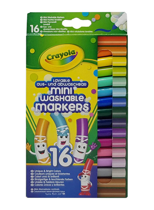 Crayola 16-Piece Mini Washable Markers, CY585055, Multicolor