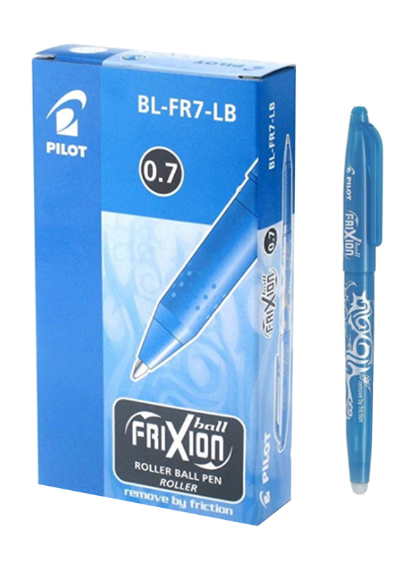 Pilot 12-Piece FriXion Roller Ball Pen Set, 0.7mm, Light Blue