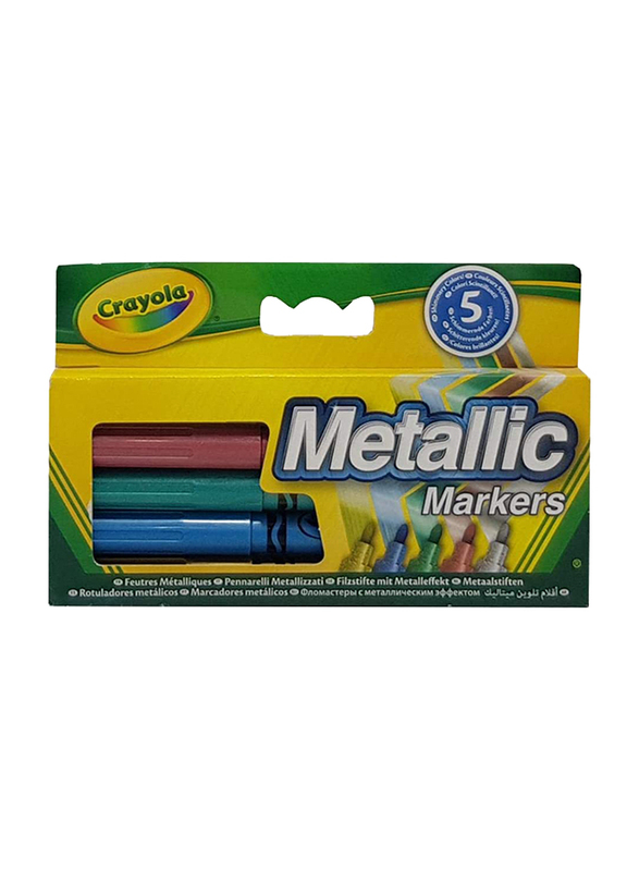 Crayola 5-Piece Metallic Markers, CY585052, Multicolor