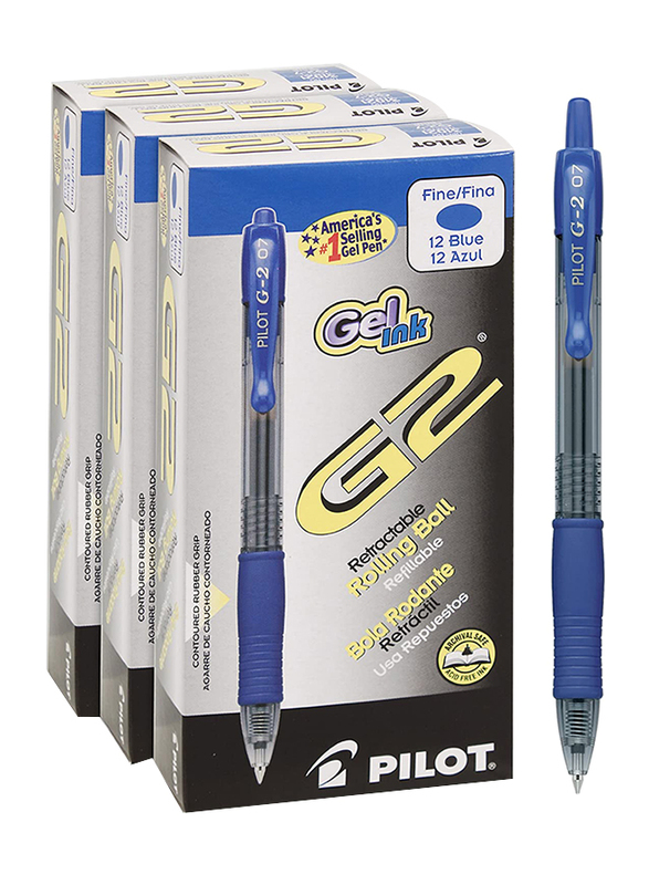 Pilot 36-Piece G-2 07 Retractable Premium Gel Ink Fine Roller Ball Pen Set, Blue