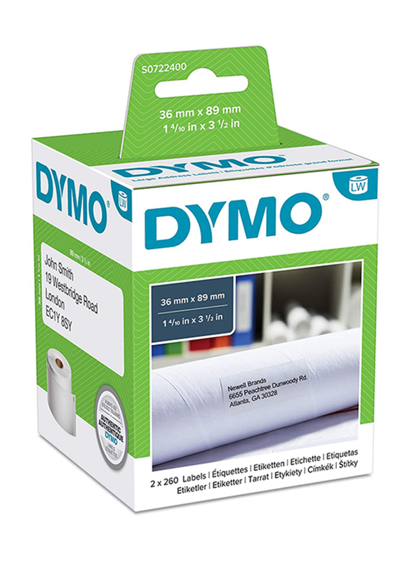 Dymo Labelwriter Labels, 2 Rolls of 260, S0722400, White